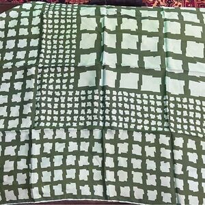 Vintage Jacqmar Blue-Green and White Patterned Silk Scarf